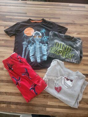 Boys Dinosaur/Spiderman Shirt/Bottoms Bundle size Small or 4/5 Youth